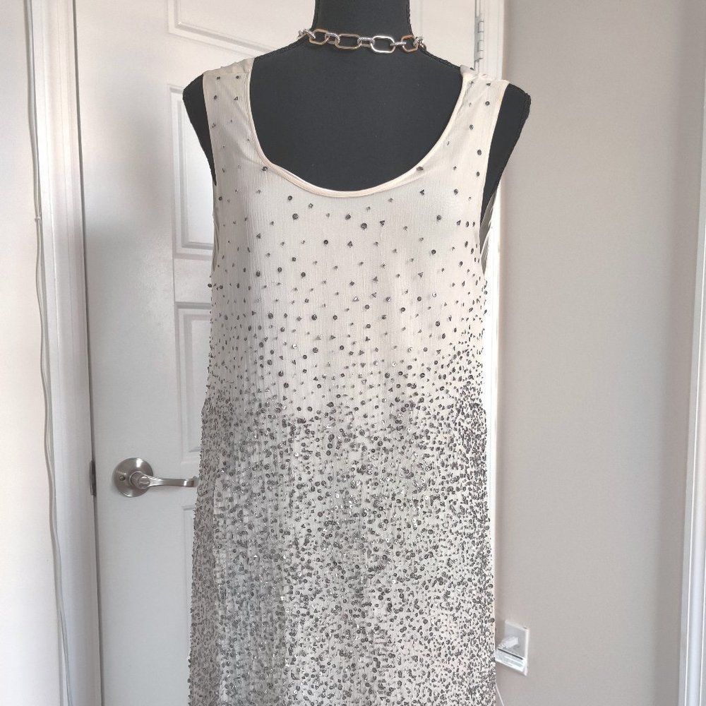 Retro  Vintage style white hand embroidered dress